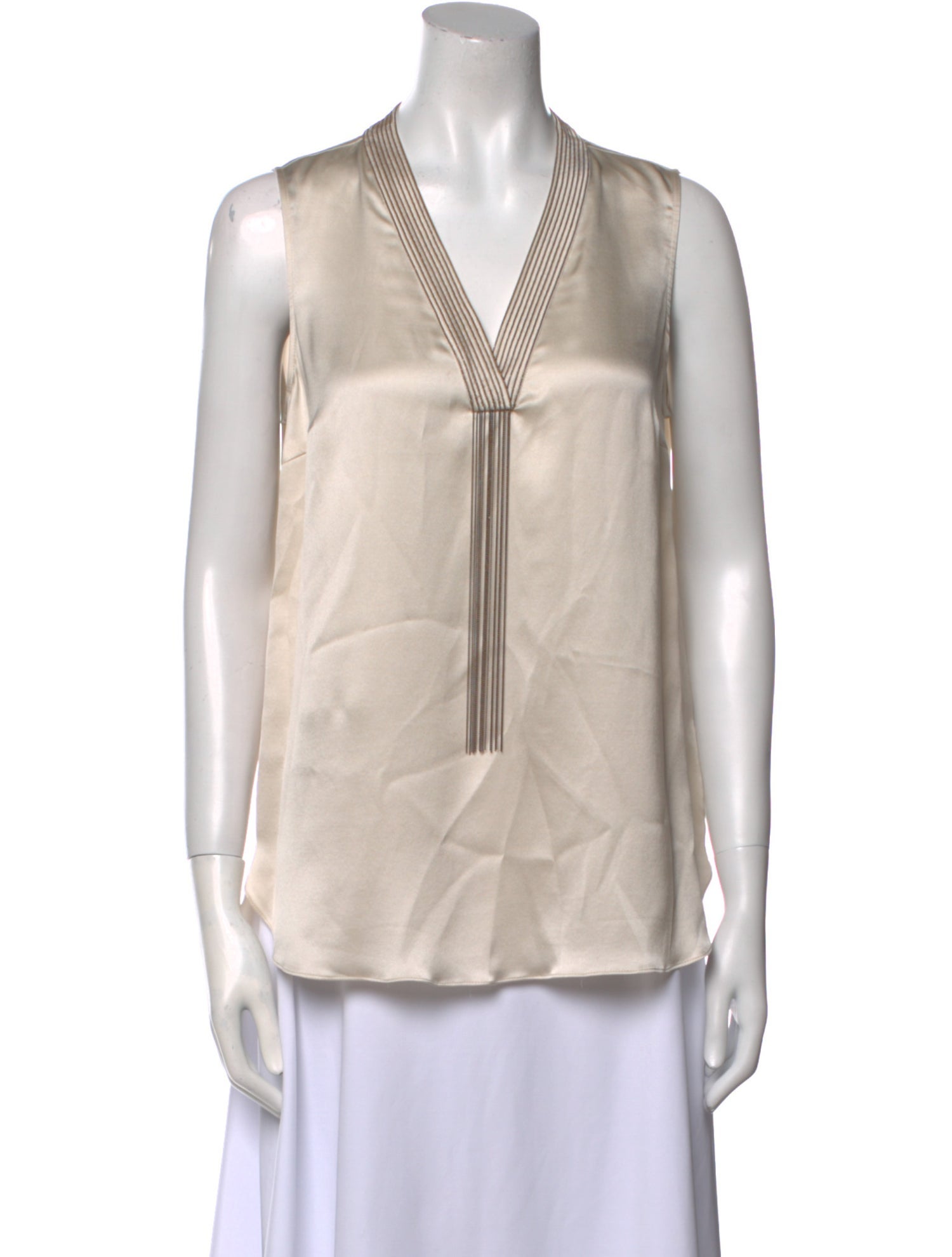 Brunello Cucinelli Silk V-Neck Blouse