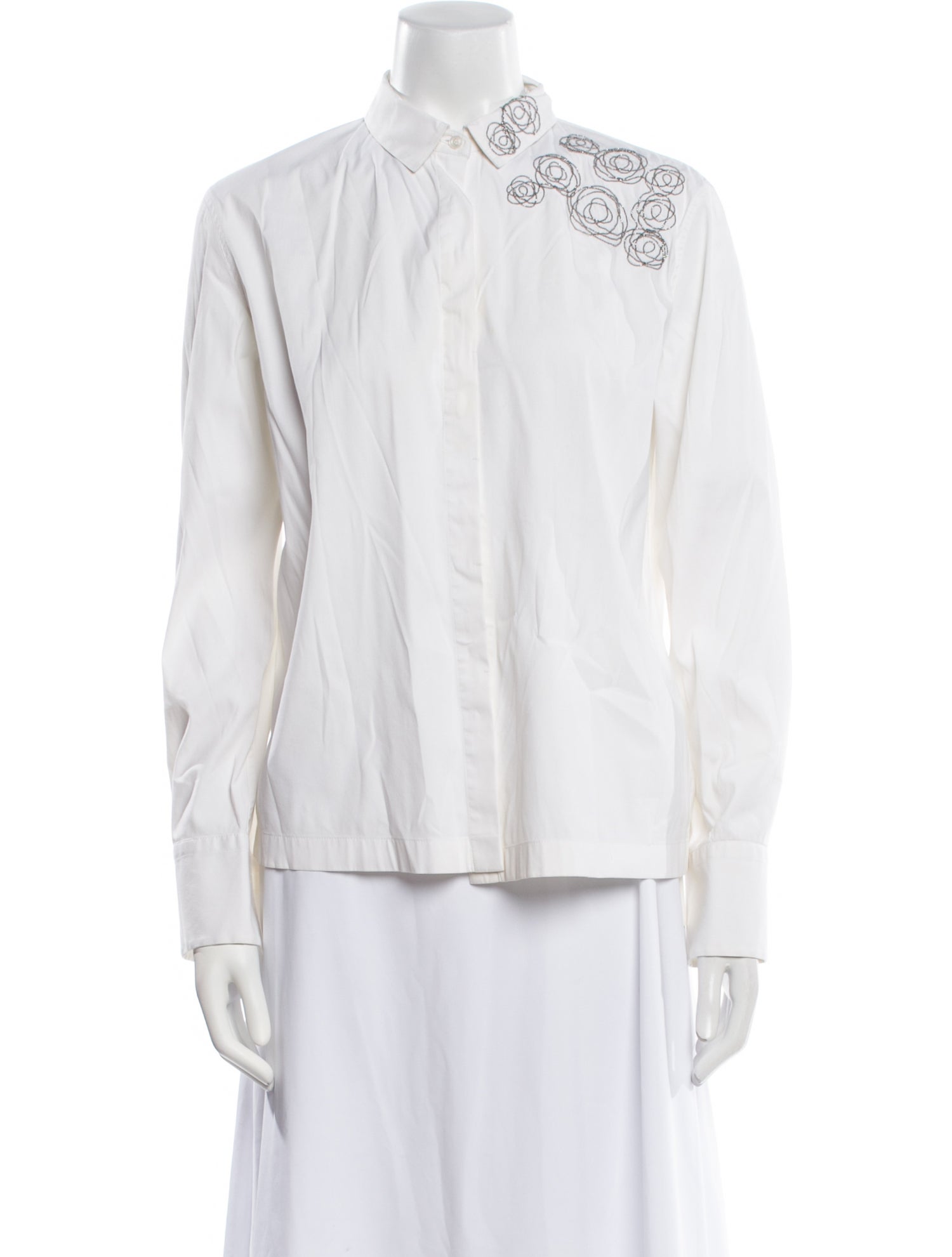 Brunello Cucinelli Long Sleeve Button-Up Top