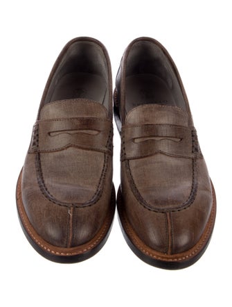 Brunello Cucinelli Leather Whipstitch Trim Loafers