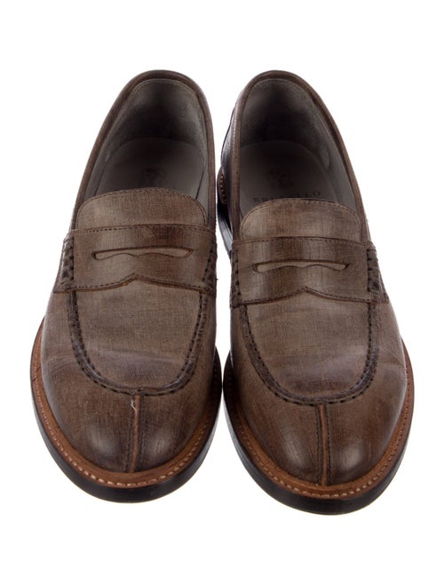 Brunello Cucinelli Leather Whipstitch Trim Loafers