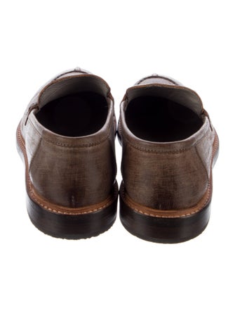 Brunello Cucinelli Leather Whipstitch Trim Loafers