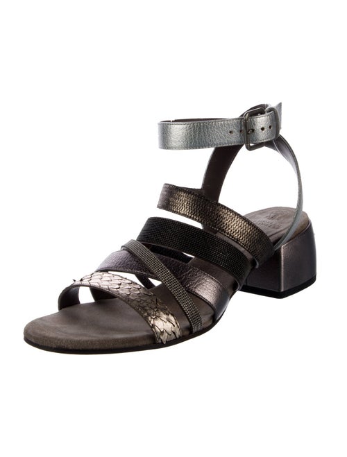 Brunello Cucinelli Monili Leather Gladiator Sandals