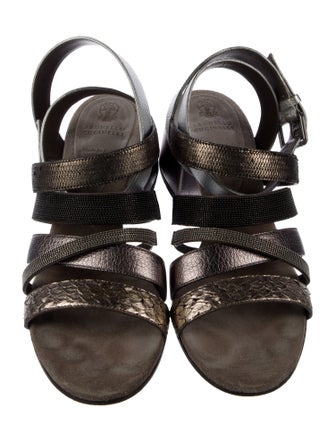 Brunello Cucinelli Monili Leather Gladiator Sandals