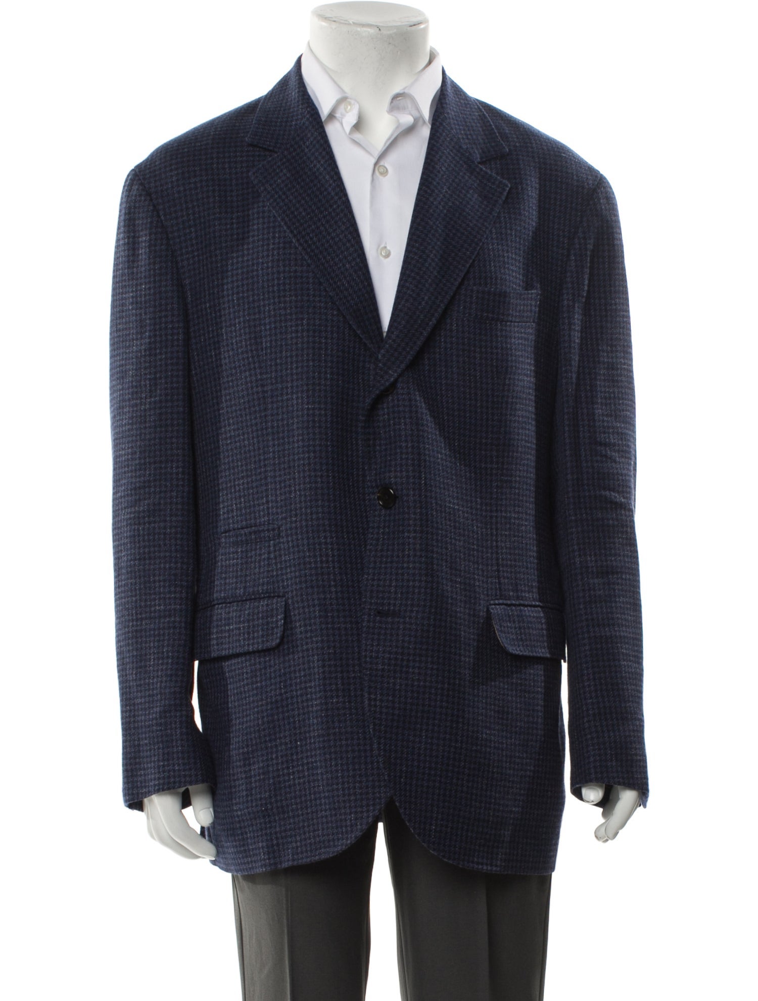 Brunello Cucinelli Wool Houndstooth Print Blazer