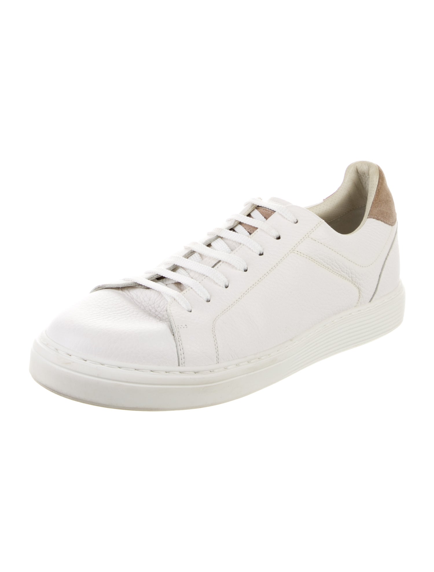Brunello Cucinelli Leather Colorblock Pattern Sneakers