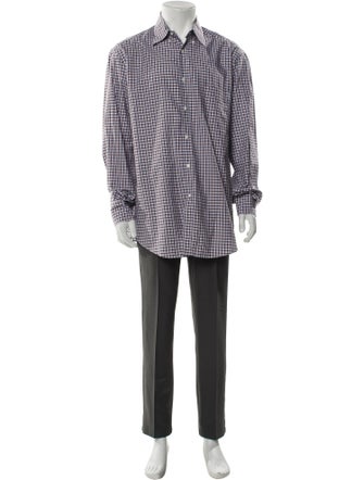Brunello Cucinelli Plaid Print Long Sleeve Dress Shirt