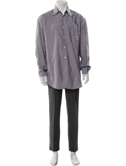 Brunello Cucinelli Plaid Print Long Sleeve Dress Shirt