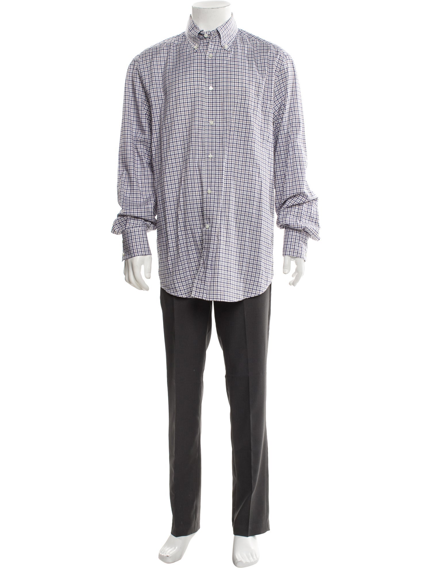 Brunello Cucinelli Plaid Print Long Sleeve Shirt