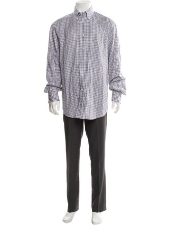 Brunello Cucinelli Plaid Print Long Sleeve Shirt