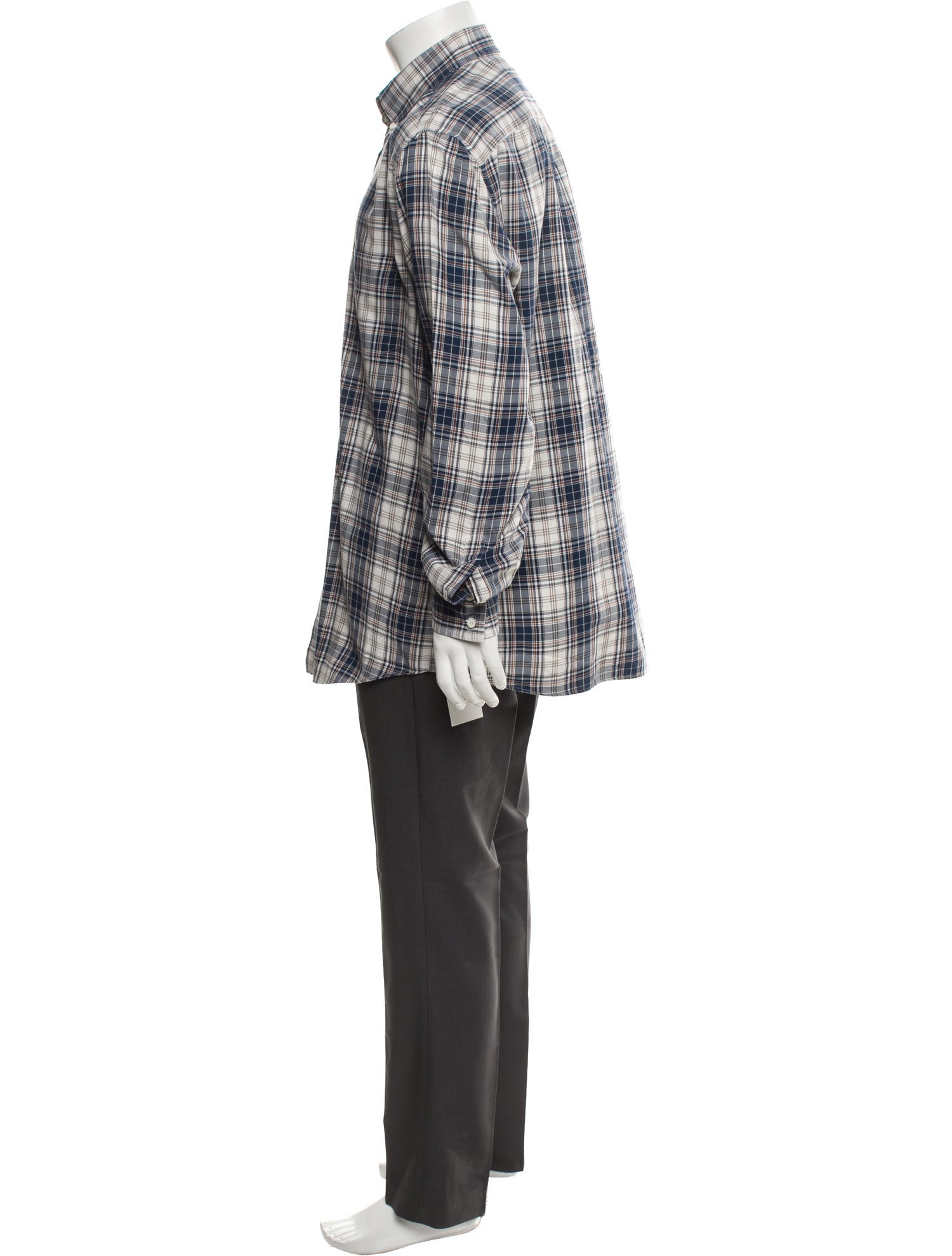 Brunello Cucinelli Plaid Print Long Sleeve Dress Shirt