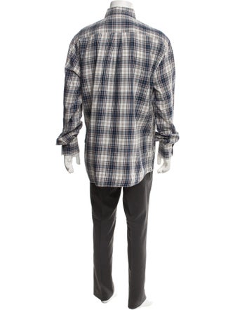Brunello Cucinelli Plaid Print Long Sleeve Dress Shirt