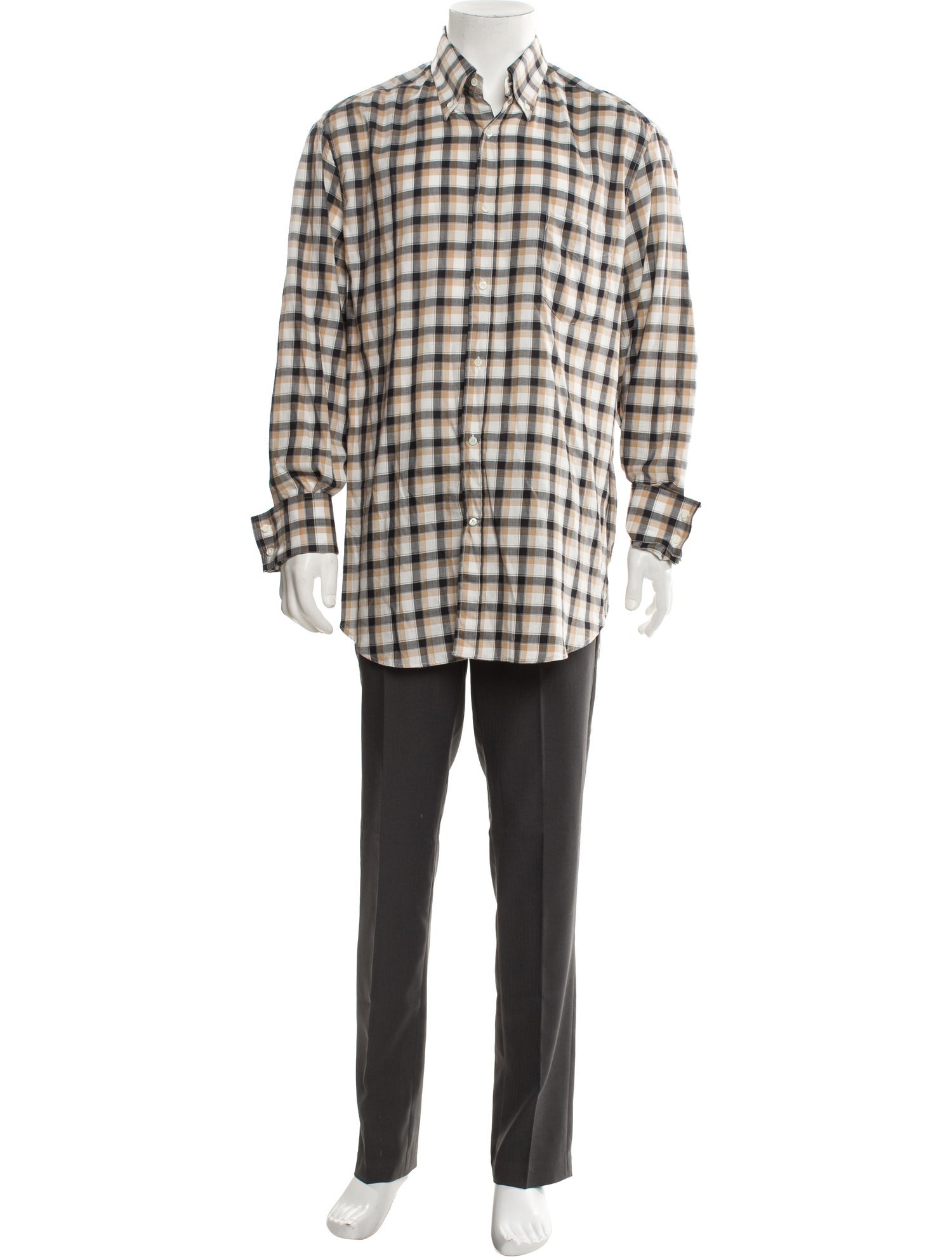 Brunello Cucinelli Plaid Print Long Sleeve Shirt