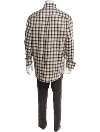 Brunello Cucinelli Plaid Print Long Sleeve Shirt