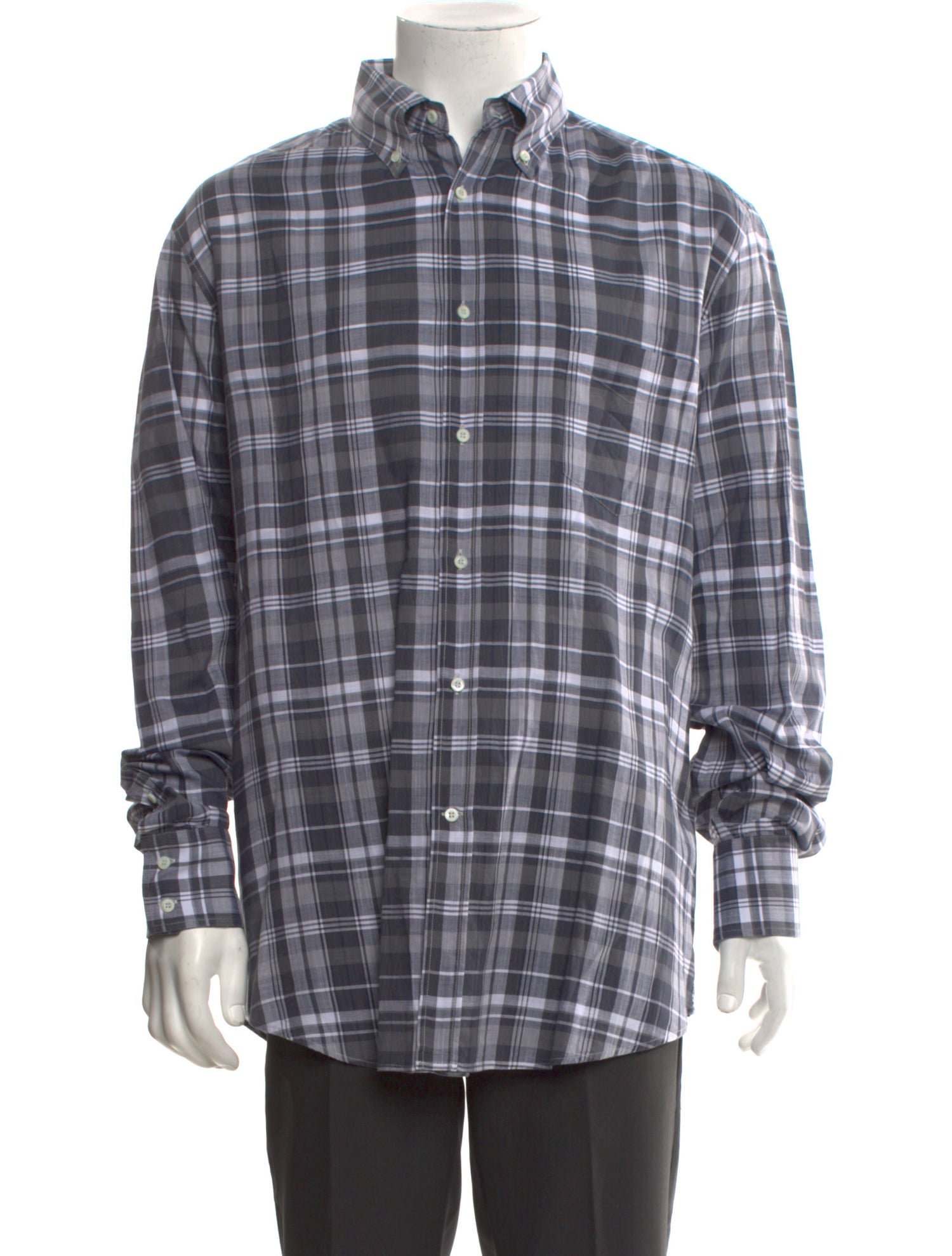 Brunello Cucinelli Plaid Print Long Sleeve Shirt