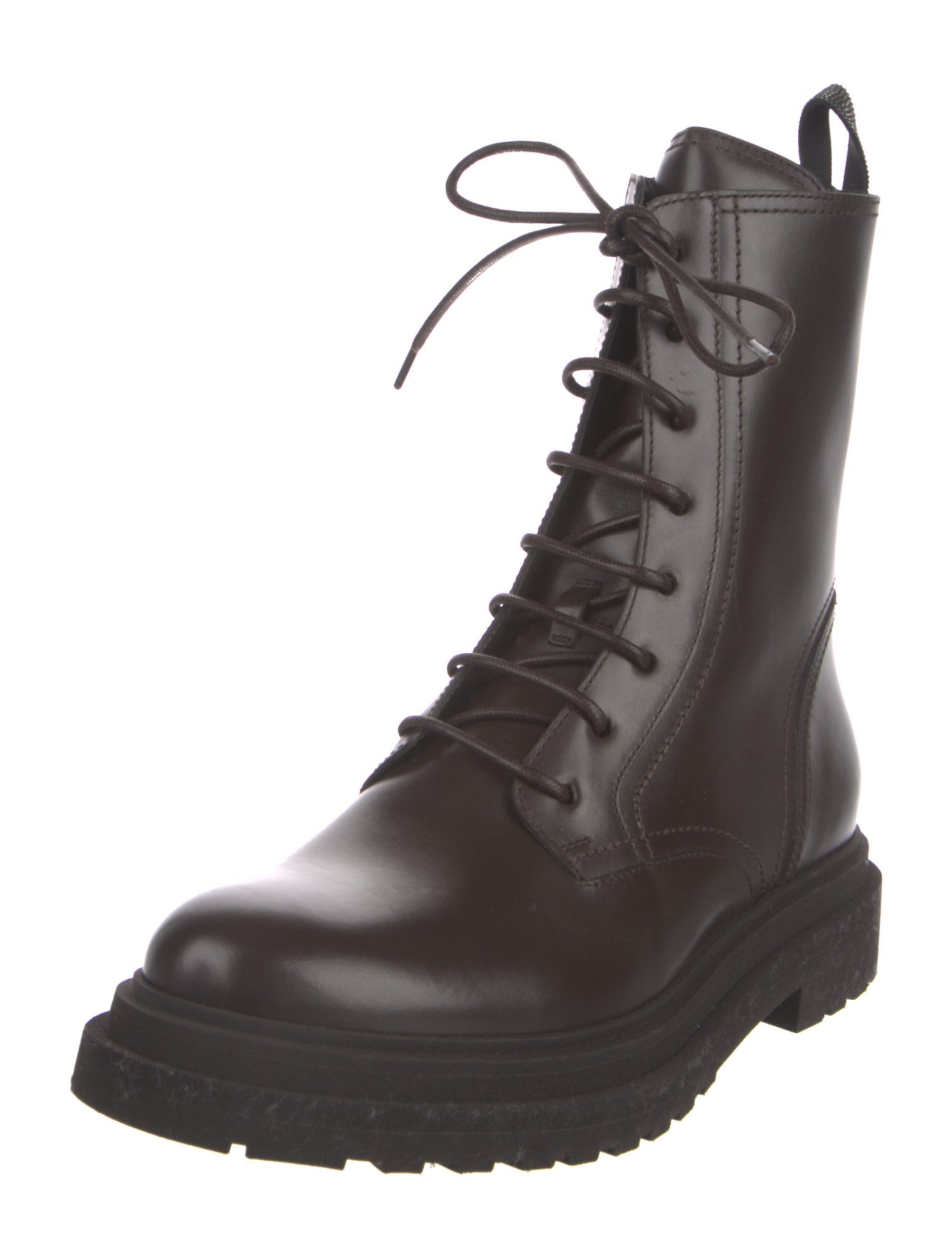 Brunello Cucinelli Leather Combat Boots