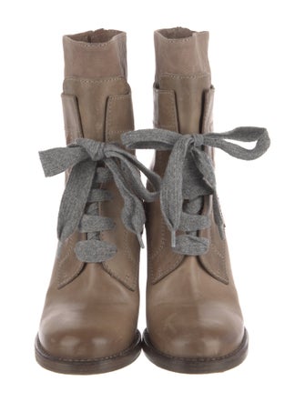 Brunello Cucinelli Leather Lace-Up Boots