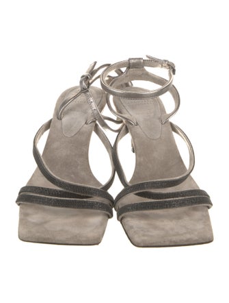 Brunello Cucinelli Monili Suede Slingback Sandals