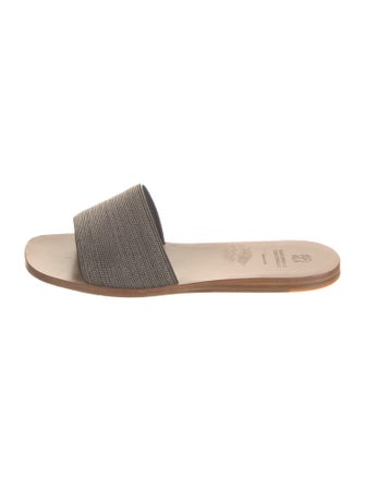 Brunello Cucinelli Monili Leather Slides