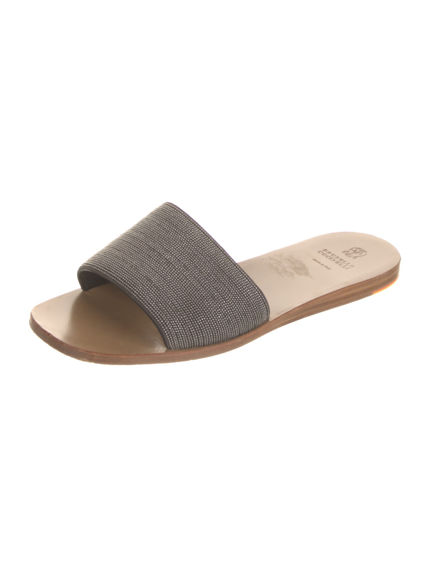 Brunello Cucinelli Monili Leather Slides