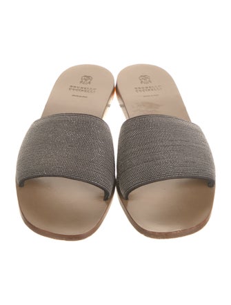 Brunello Cucinelli Monili Leather Slides