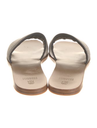 Brunello Cucinelli Monili Leather Slides