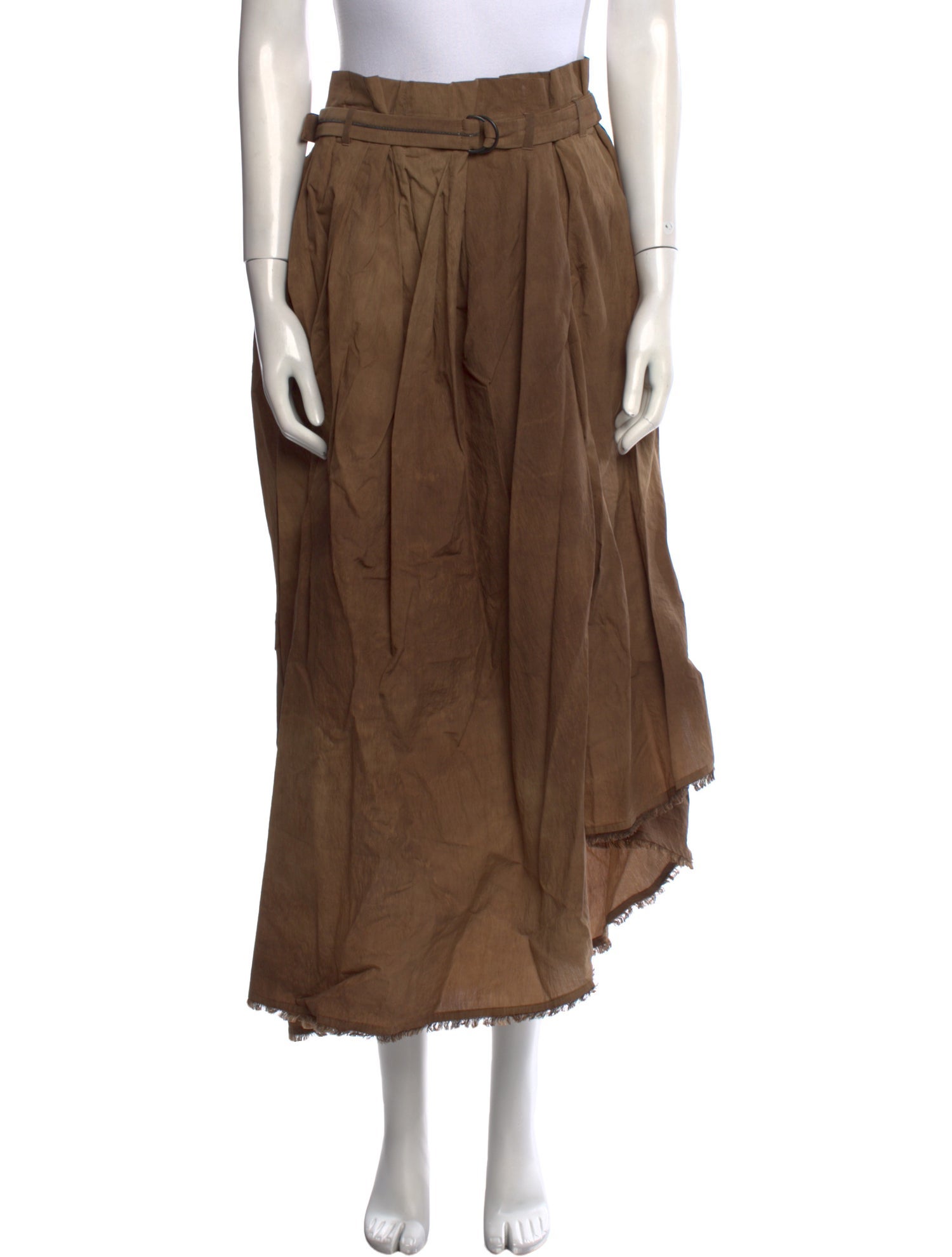 Brunello Cucinelli Raw-Edge Trim Long Skirt