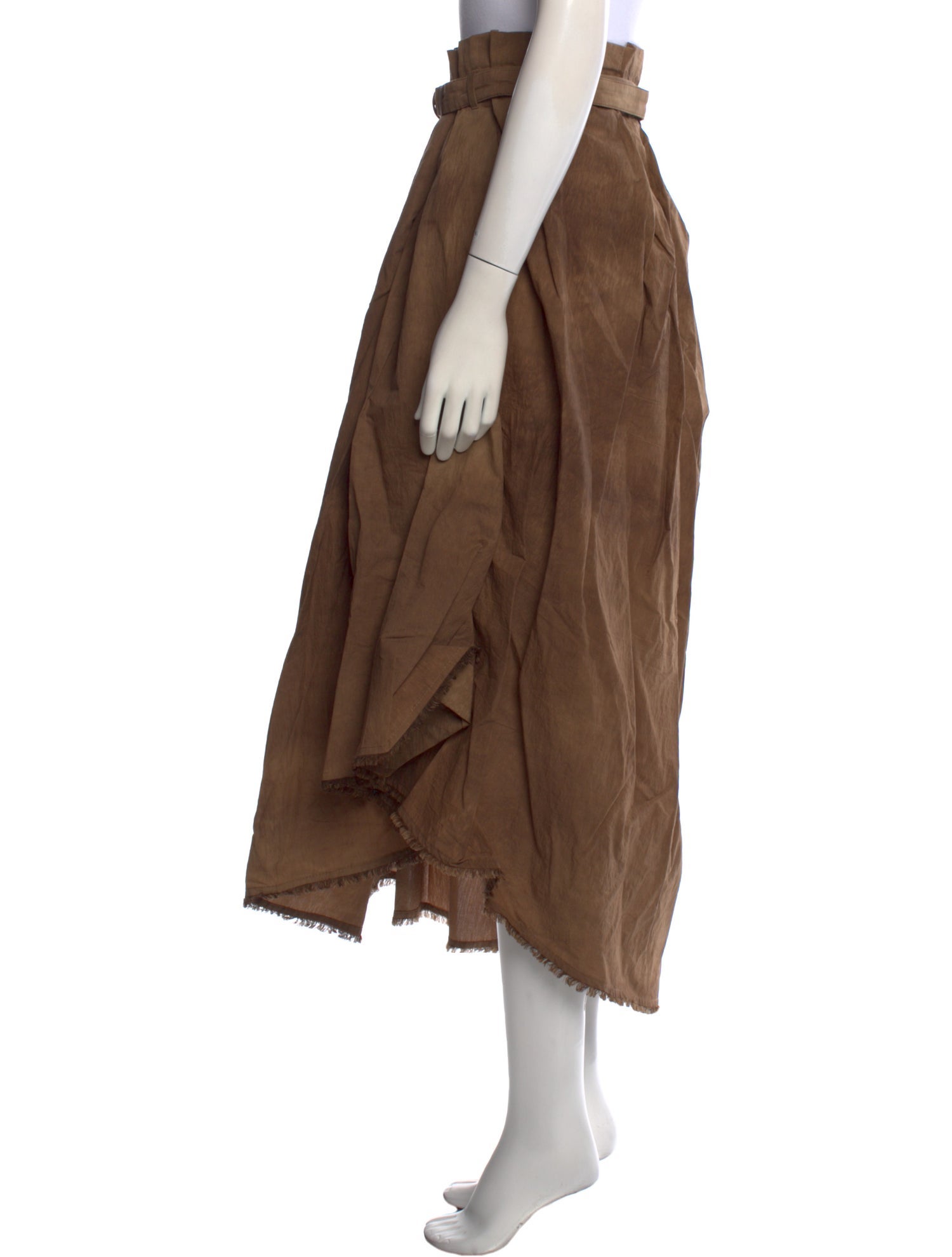 Brunello Cucinelli Raw-Edge Trim Long Skirt