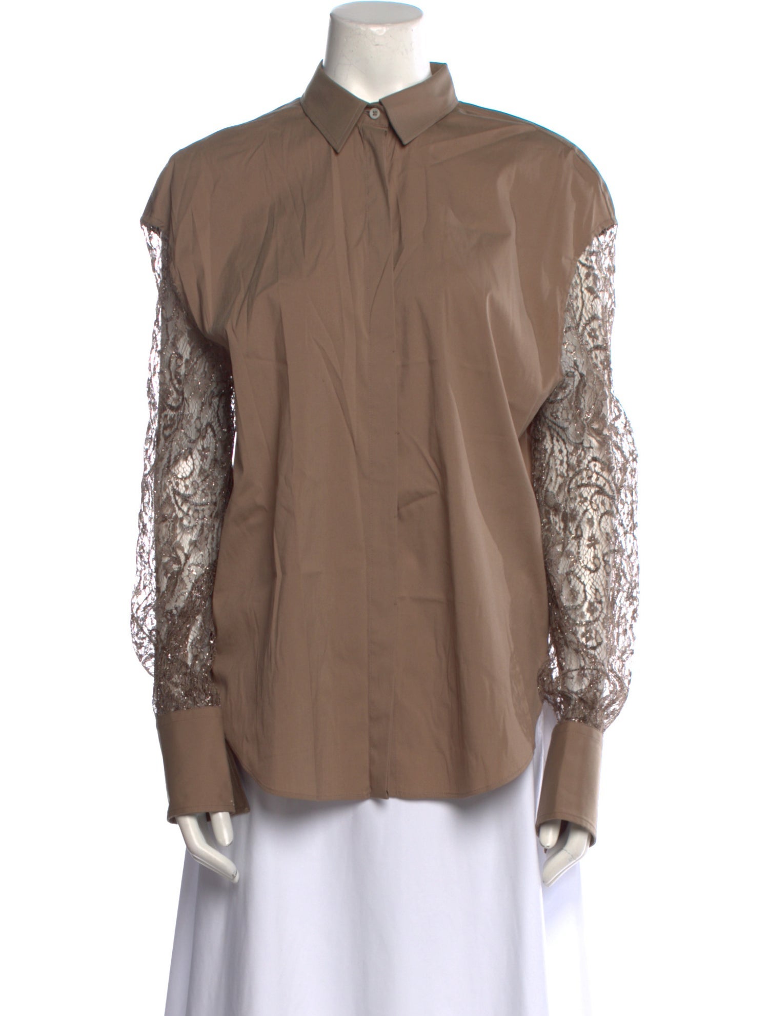 Brunello Cucinelli Long Sleeve Button-Up Top