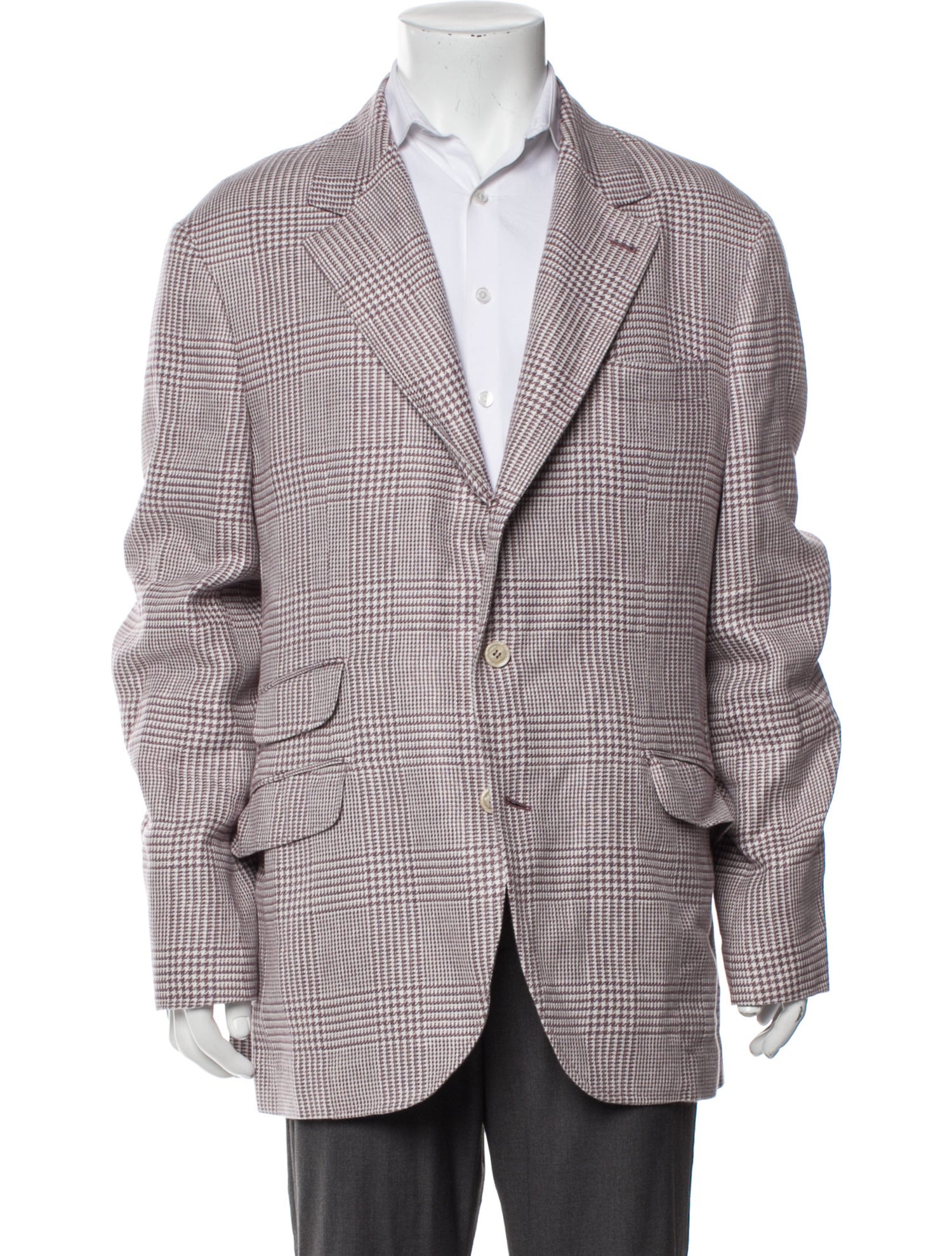 Brunello Cucinelli Linen Houndstooth Print Blazer