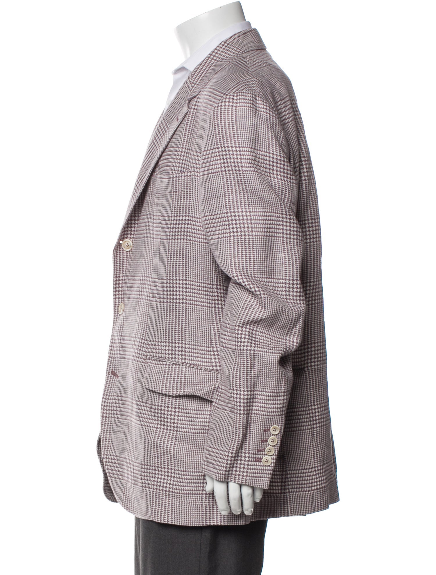 Brunello Cucinelli Linen Houndstooth Print Blazer