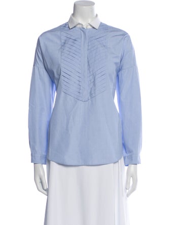 Brunello Cucinelli Long Sleeve Button-Up Top