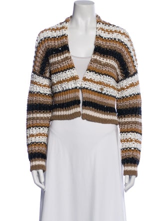 Brunello Cucinelli Striped V-Neck Sweater