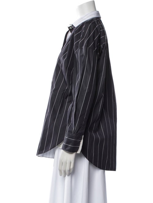 Brunello Cucinelli Striped Long Sleeve Button-Up Top