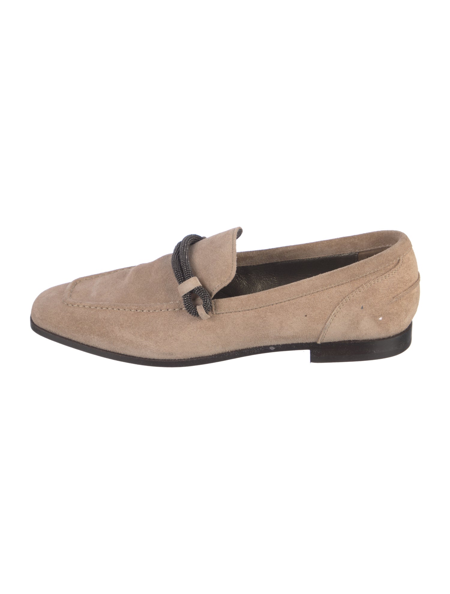 Brunello Cucinelli Suede Beaded Accents Loafers