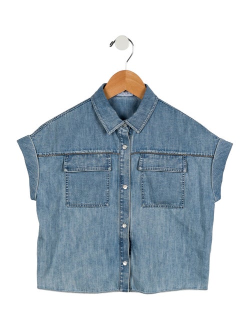 Brunello Cucinelli Girls' Denim Top