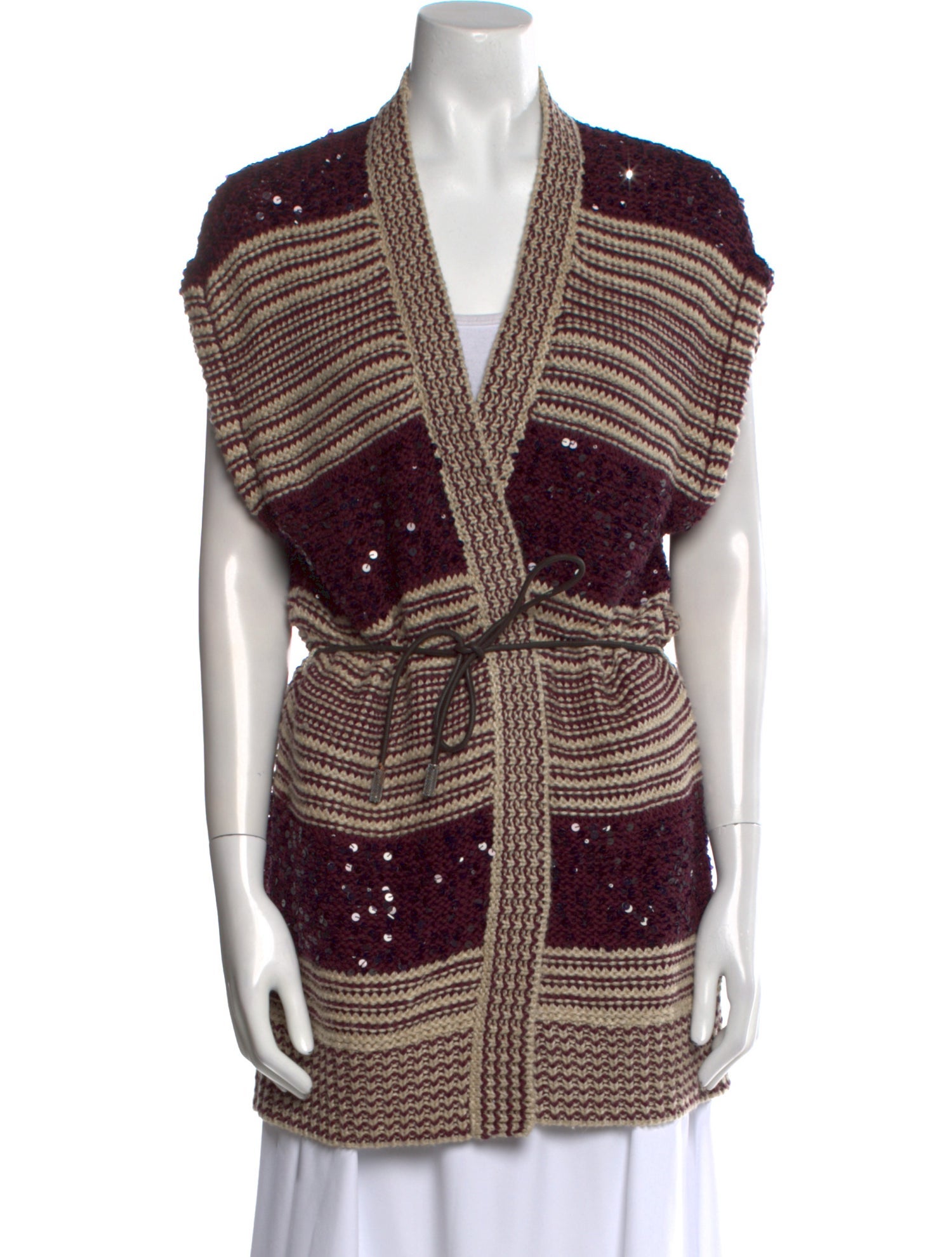 Brunello Cucinelli Striped V-Neck Sweater