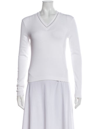 Brunello Cucinelli V-Neck Long Sleeve Top