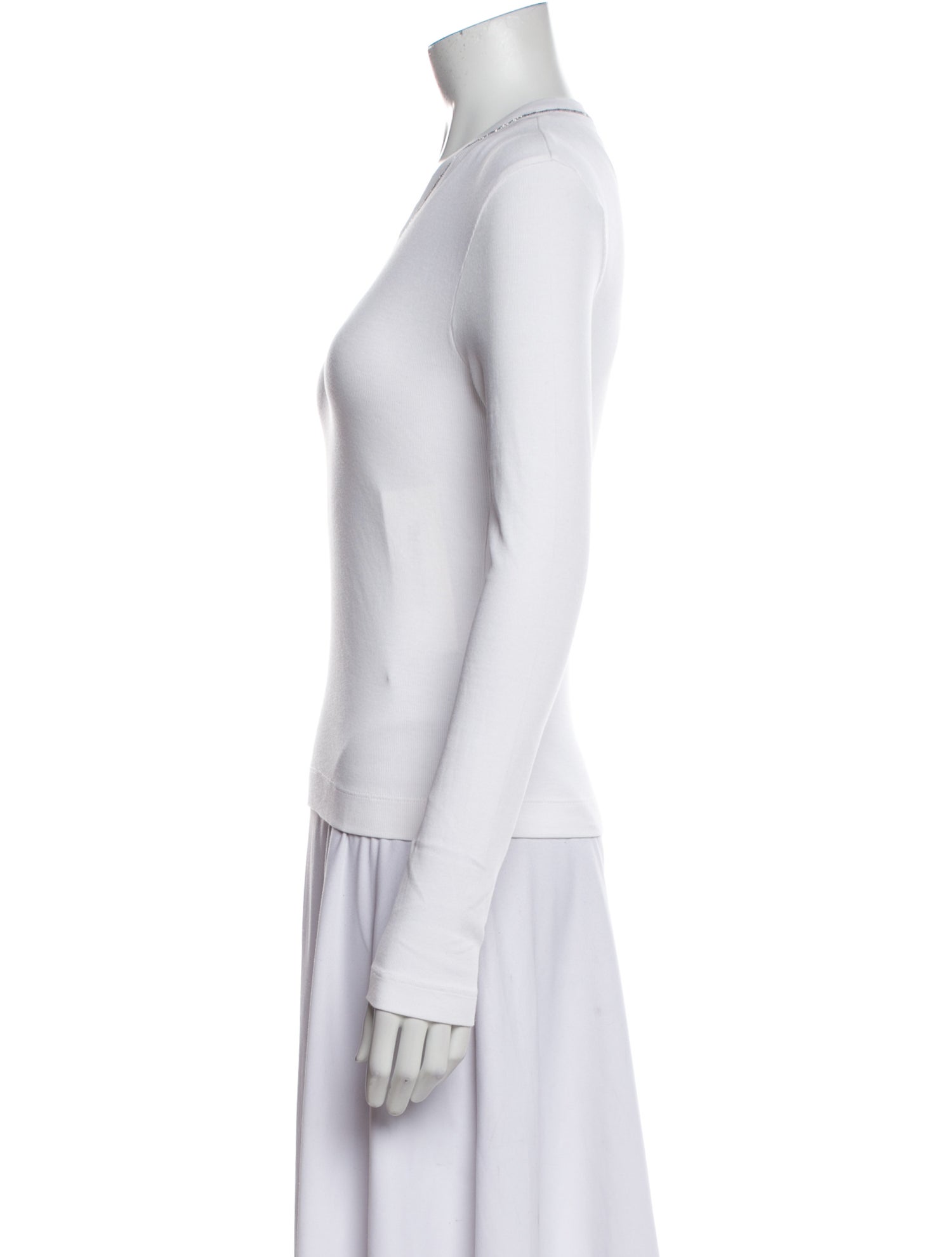 Brunello Cucinelli V-Neck Long Sleeve Top