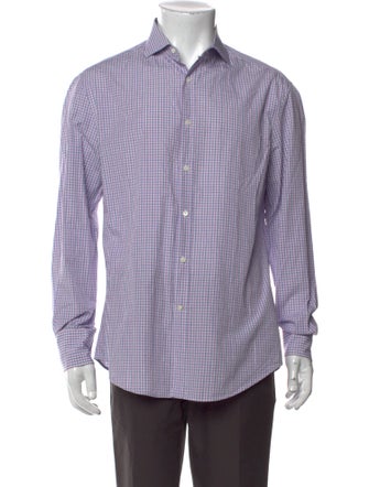 Brunello Cucinelli Plaid Print Long Sleeve Dress Shirt