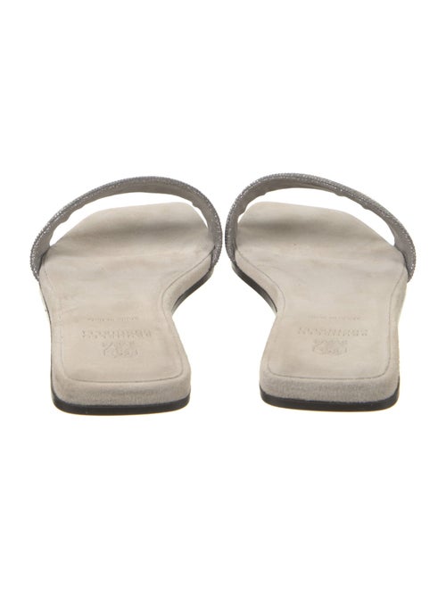 Brunello Cucinelli Suede Beaded Accents Slides