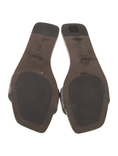 Brunello Cucinelli Suede Beaded Accents Slides