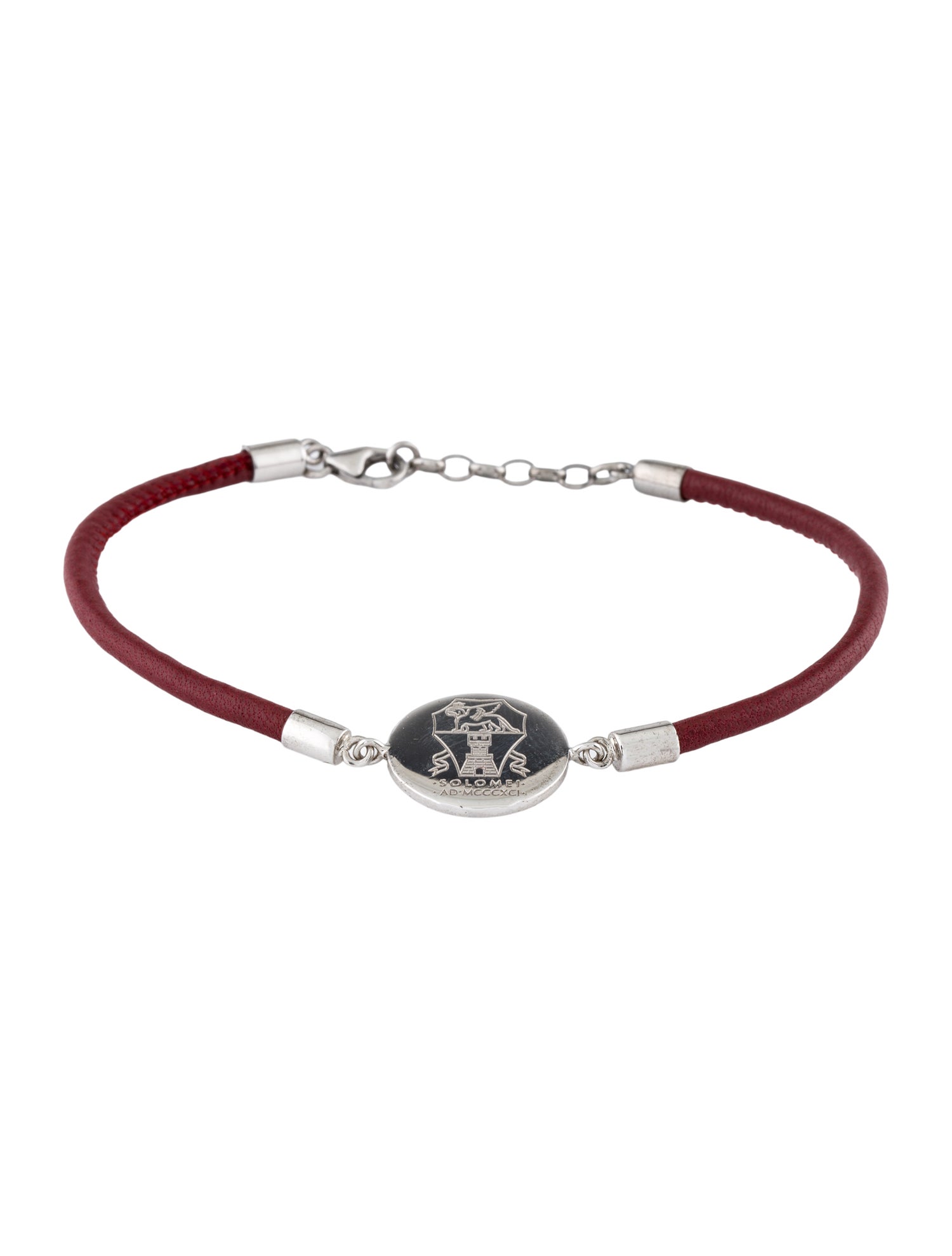 Brunello Cucinelli Leather Logo Charm Bracelet
