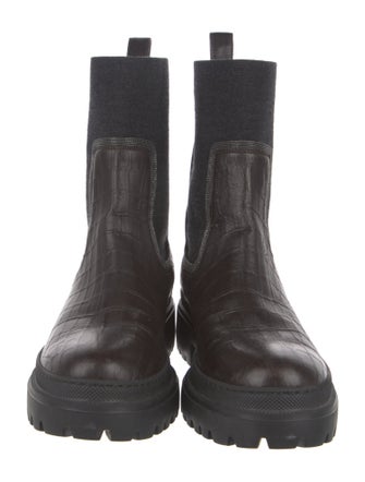 Brunello Cucinelli Monili Embossed Leather Chelsea Boots