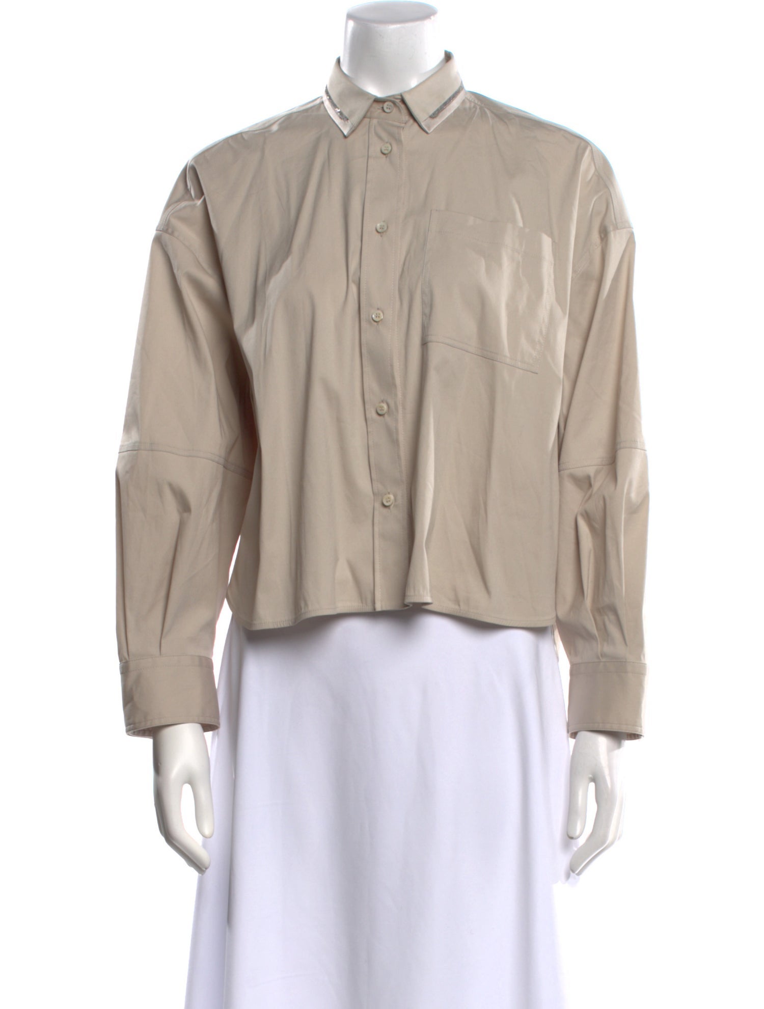 Brunello Cucinelli Long Sleeve Button-Up Top
