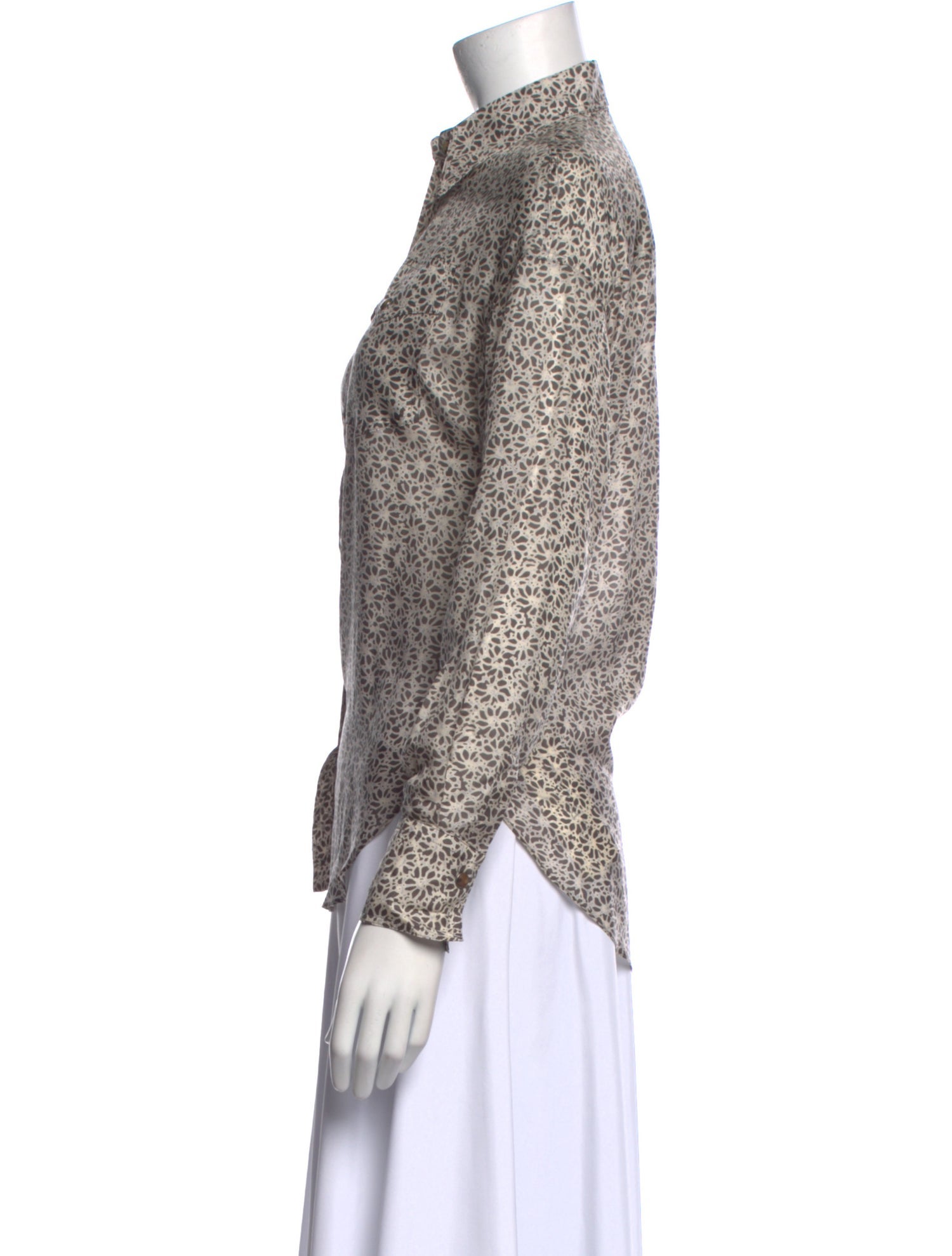 Brunello Cucinelli Silk Printed Button-Up Top