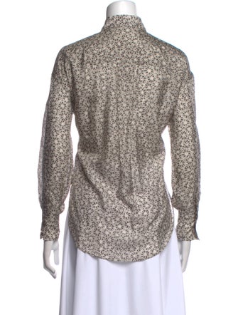 Brunello Cucinelli Silk Printed Button-Up Top