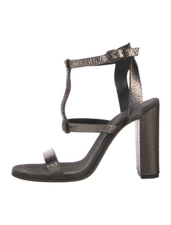 Brunello Cucinelli Leather T-Strap Sandals