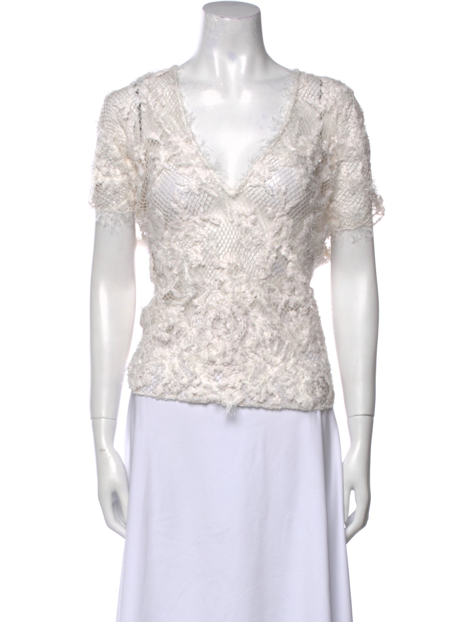 Brunello Cucinelli Linen Lace Pattern Blouse w/ Tags