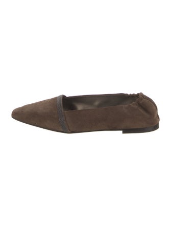 Brunello Cucinelli Monili Suede Flats
