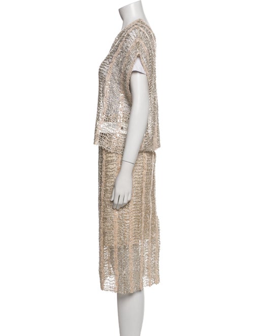 Brunello Cucinelli Linen Glitter Accents Skirt Set
